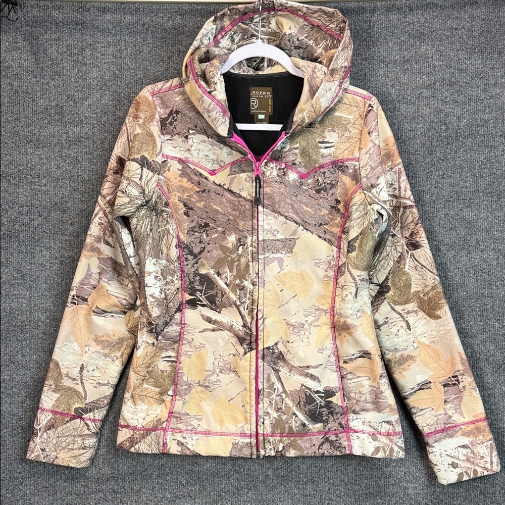Roper Women's Camouflage Jacket with Pink Trim Accents and Hood - Medium